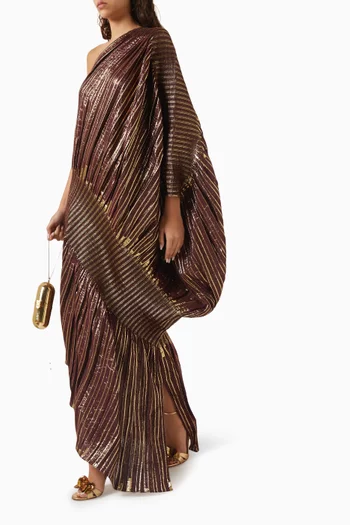 One-shoulder Pleated Dress