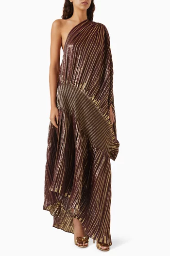 One-shoulder Pleated Dress