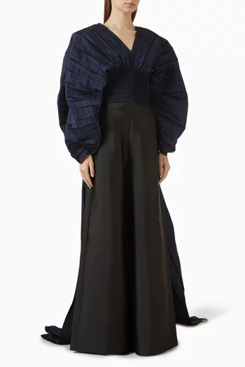 V-neck Puffed-sleeves Top