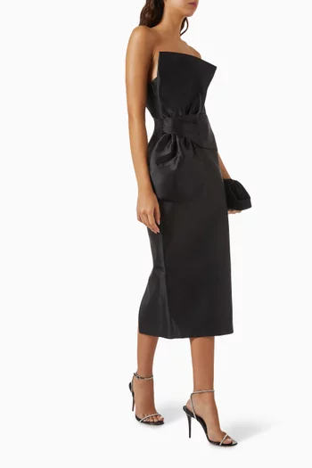 Divinity Bow Strapless Midi Dress