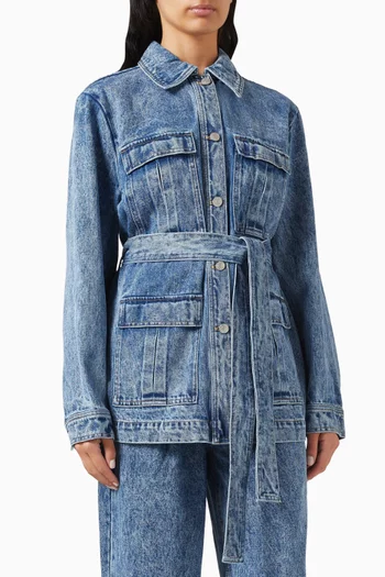 Prism Belted Jacket in Denim