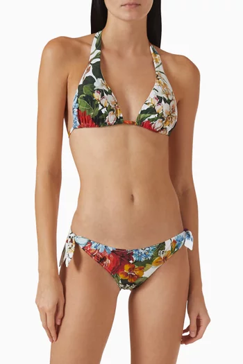 Floral-print Triangle Bikini Set
