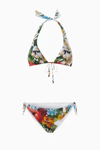 Floral-print Triangle Bikini Set