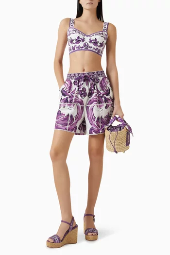 Majolica-print Shorts in Cotton-poplin