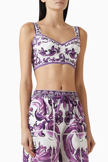 Majolica-print Top in Cotton-blend