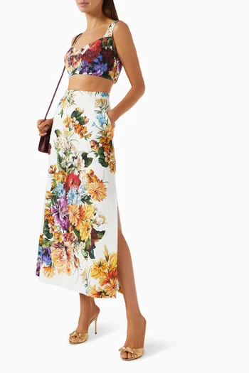 Floral-print Bustier Top in Cotton Blend