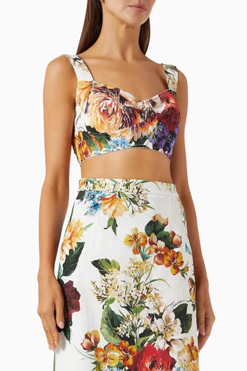 Floral-print Bustier Top in Cotton Blend