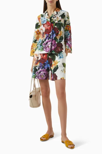 Flower Bouquet-print Shirt in Poplin