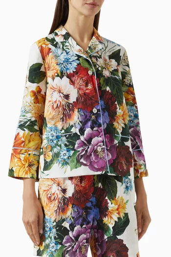 Flower Bouquet-print Shirt in Poplin