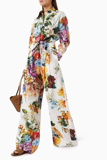 Floral-print Pants in Cotton