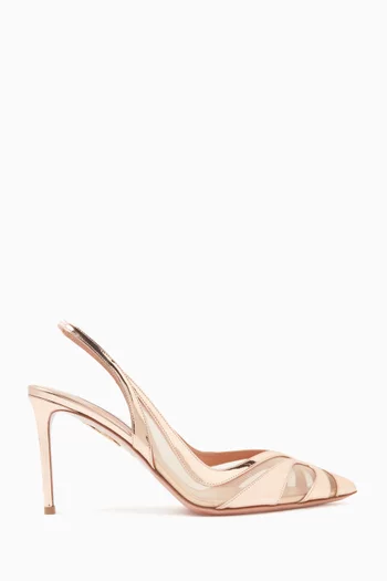 Lune 85 Slingback Pumps in Mesh & Leather
