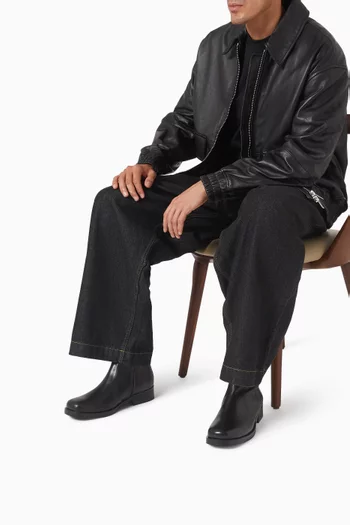 Square Ankle Boots in Leather