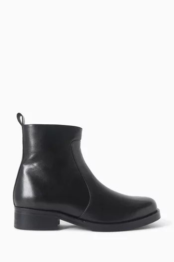 Square Ankle Boots in Leather
