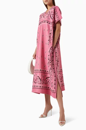 Bandana-print Midi Kaftan in Cotton-blend