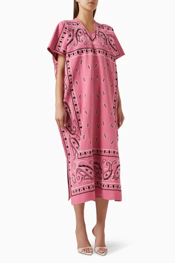 Bandana-print Midi Kaftan in Cotton-blend