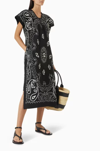 Bandana-print Midi Kaftan in Cotton-blend