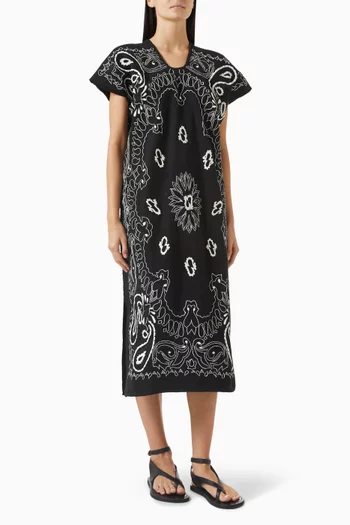 Bandana-print Midi Kaftan in Cotton-blend