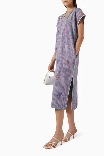 Heart-print Midi Kaftan in Cotton-blend
