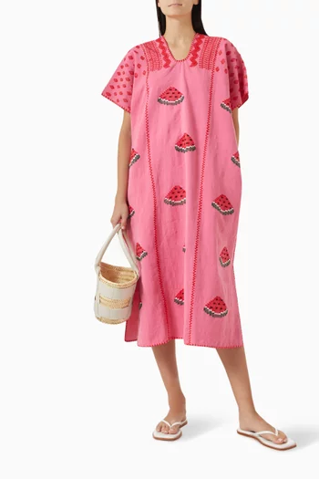 Watermelon Midi Kaftan in Cotton