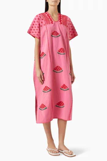 Watermelon Midi Kaftan in Cotton