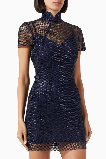 فستان سيرينا قصير مطرز بالكريستال