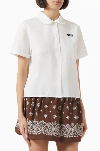 Slubbed Embroidered Shirt in Cotton-poplin