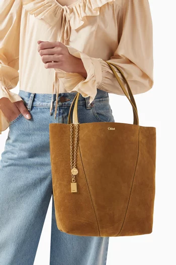 Medium Spin Tote Bag in Suede