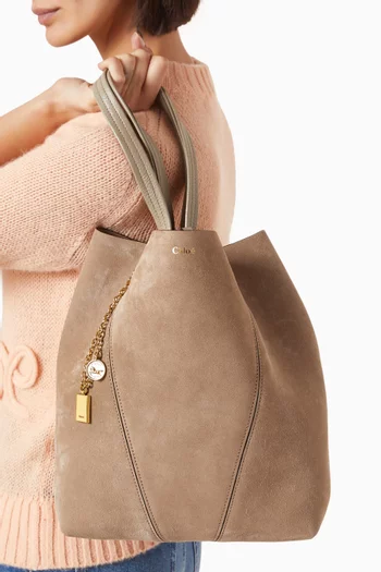 Small Spin Tote Bag in Suede
