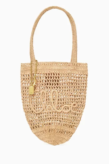 Small Summer Banana Tote Bag in Raffia