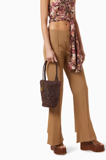 Small Summer Banana Tote Bag in Raffia