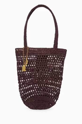 Small Summer Banana Tote Bag in Raffia