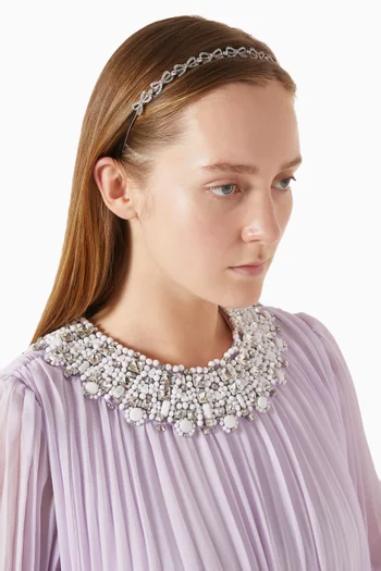 Crystal Bow Headband in Silver-tone Brass