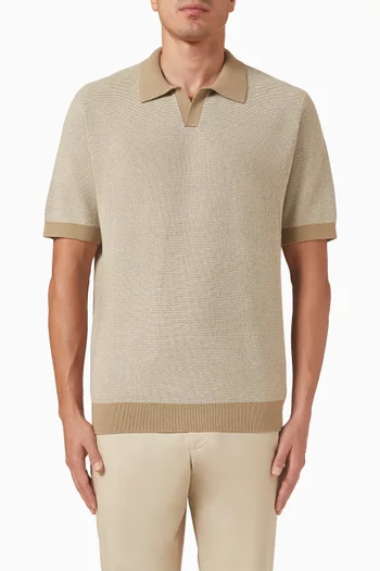 Johnny-collar Sweater in Cotton Blend