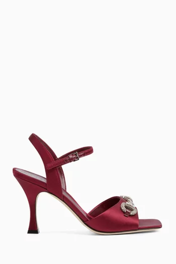 85 Crystal-embellished Horsebit Sandals in Satin