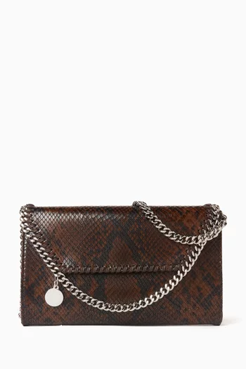 Mini Falabella Wallet Crossbody Bag in Snake-printed Shaggy Eco Leather