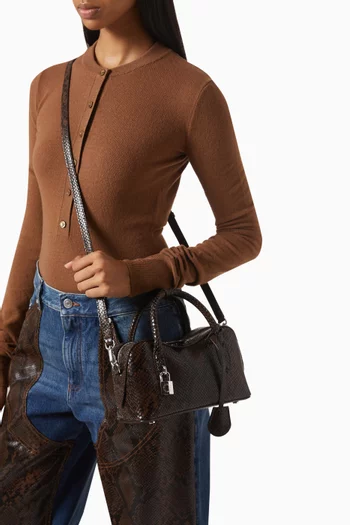 حقيبة كتف رايدر صغيرة جلد ألتر مات بنقشة جلد الأفعى