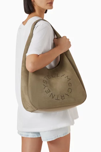 Large Logo Slouchy Hobo Bag in Alter Suede