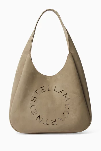 Large Logo Slouchy Hobo Bag in Alter Suede