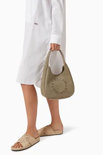 Small Logo Slouchy Hobo Bag in Alter Suede
