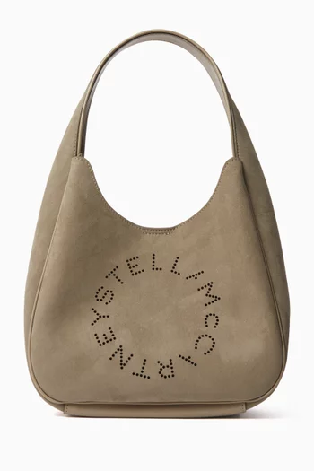 Small Logo Slouchy Hobo Bag in Alter Suede
