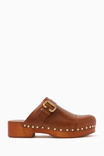 Jeannette 40 Clog Mules in Calfskin