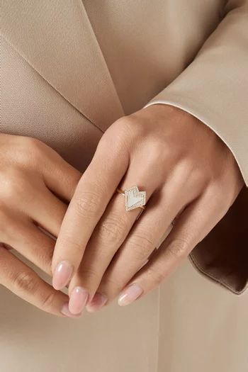 My Heart Outlined Diamond & Mother of Pearl Ring in 18kt Gold