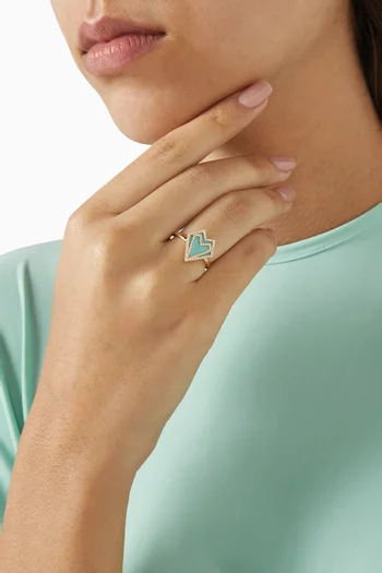 My Heart Outlined Diamond & Turquoise Ring in 18kt Gold
