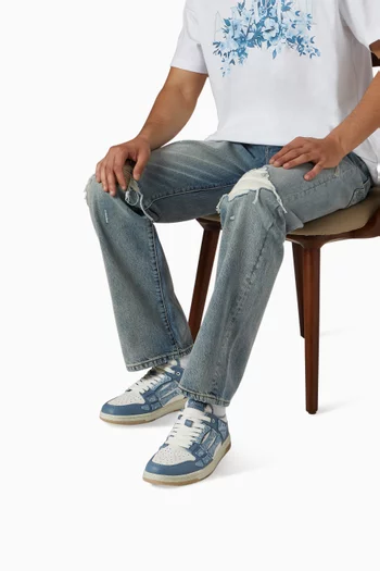 سنيكرز أسفل الكاحل برقعات هيكل عظمي وتصميم باندانا جلد