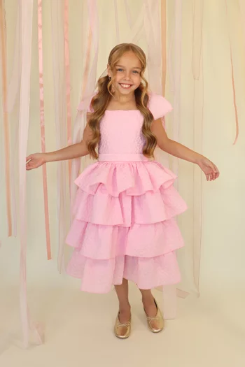 فستان كشكش بارز الملمس برباط 