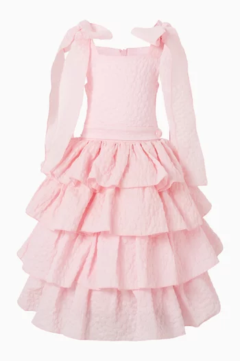 فستان كشكش بارز الملمس برباط 