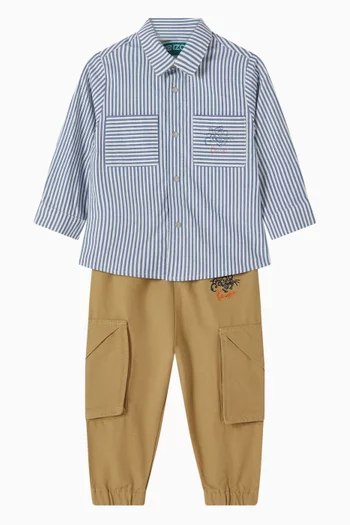 Stripe Logo Shirt in Cotton