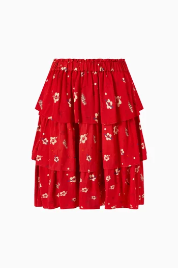 Boke Flower-print Midi Skirt in Viscose