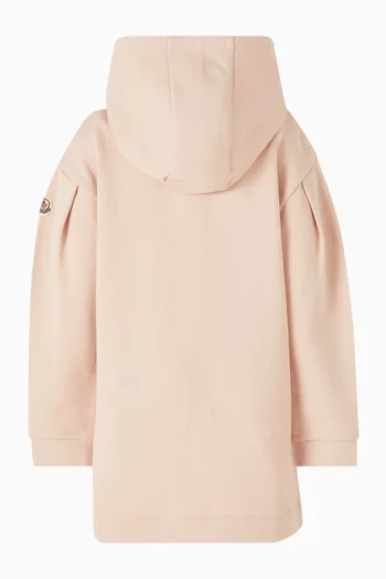 فستان بنمط كنزة بغطاء رأس وشعار قلب صوف قطني