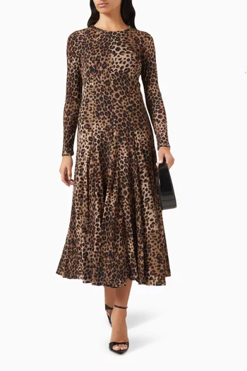 Flared Midi Dress in Tulle Jersey